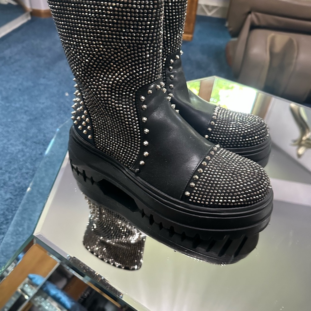Studded Black Moto Boots